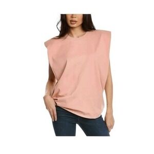 Sandrine Rose X Free People Padded Shoulder Tee Petal‎ Pink Sleeveless S